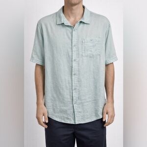 Patrick James Light Blue 100% Linen Button Up Down Short Sleeve Shirt Men's XXL